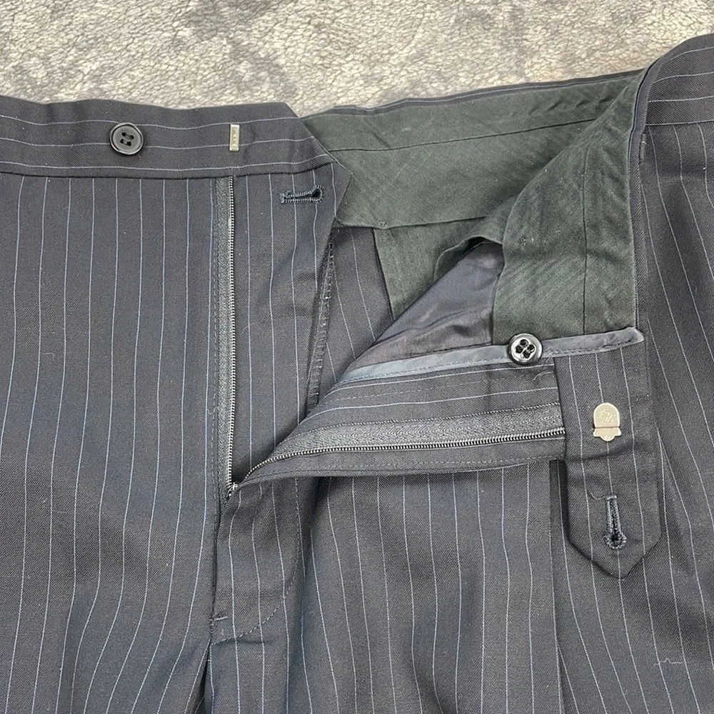 Joseph Abboud Black Pinstripe Suit Business Formal Wool Sz 42S Jacket 36 Pants